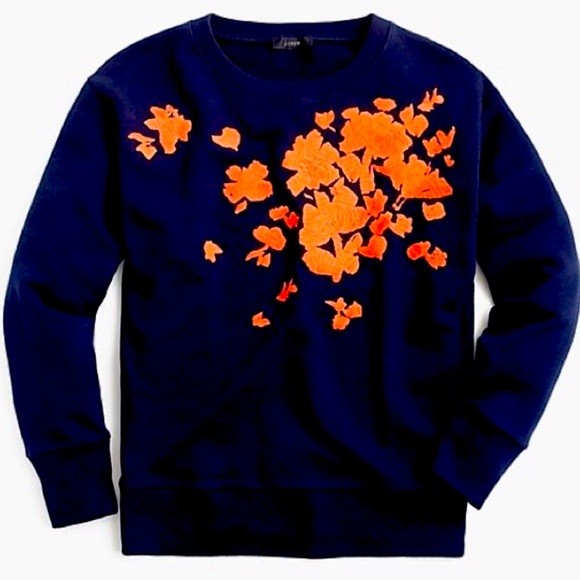 J. Crew Floral embroidered crew neck sweatshirt - Picture 3 of 16